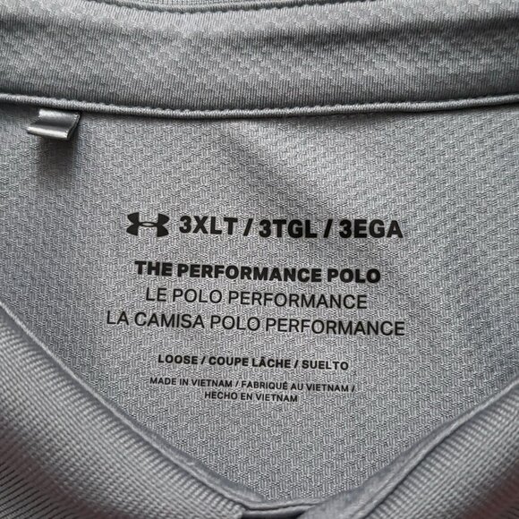 Under Armour The Performance Polo Shirt Mens 3XLT Short Sleeve Golf Stretch Gray - Picture 4 of 6